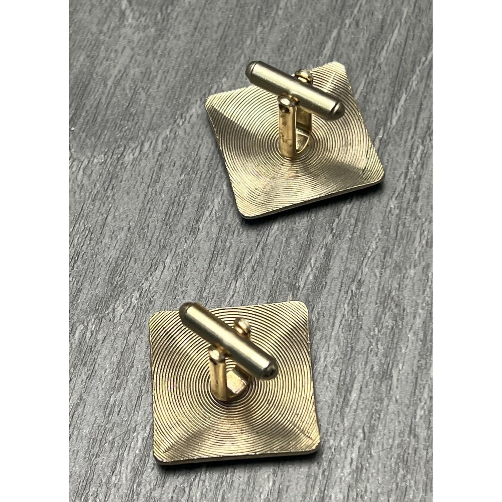 Vintage Gold Tone Etched Floral Design Cufflinks Square Mens Fashion Jewelry - Picture 7 of 8